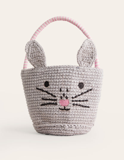 Crochet Bunny Basket-Grey Bunny-1