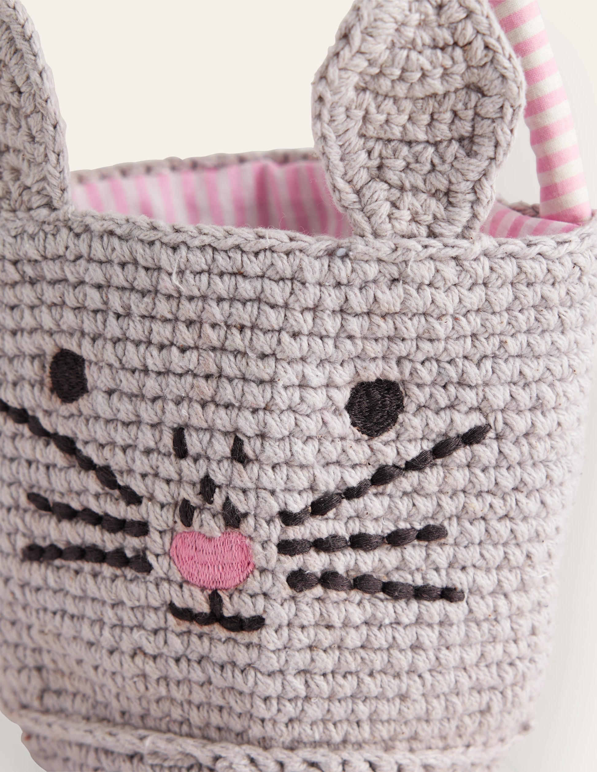 Crochet Bunny Basket-Grey Bunny-2