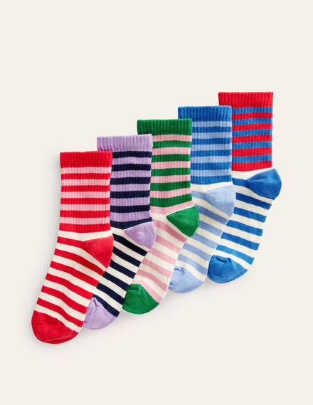 5-Pack Ribbed Socks-Multi Stripe
