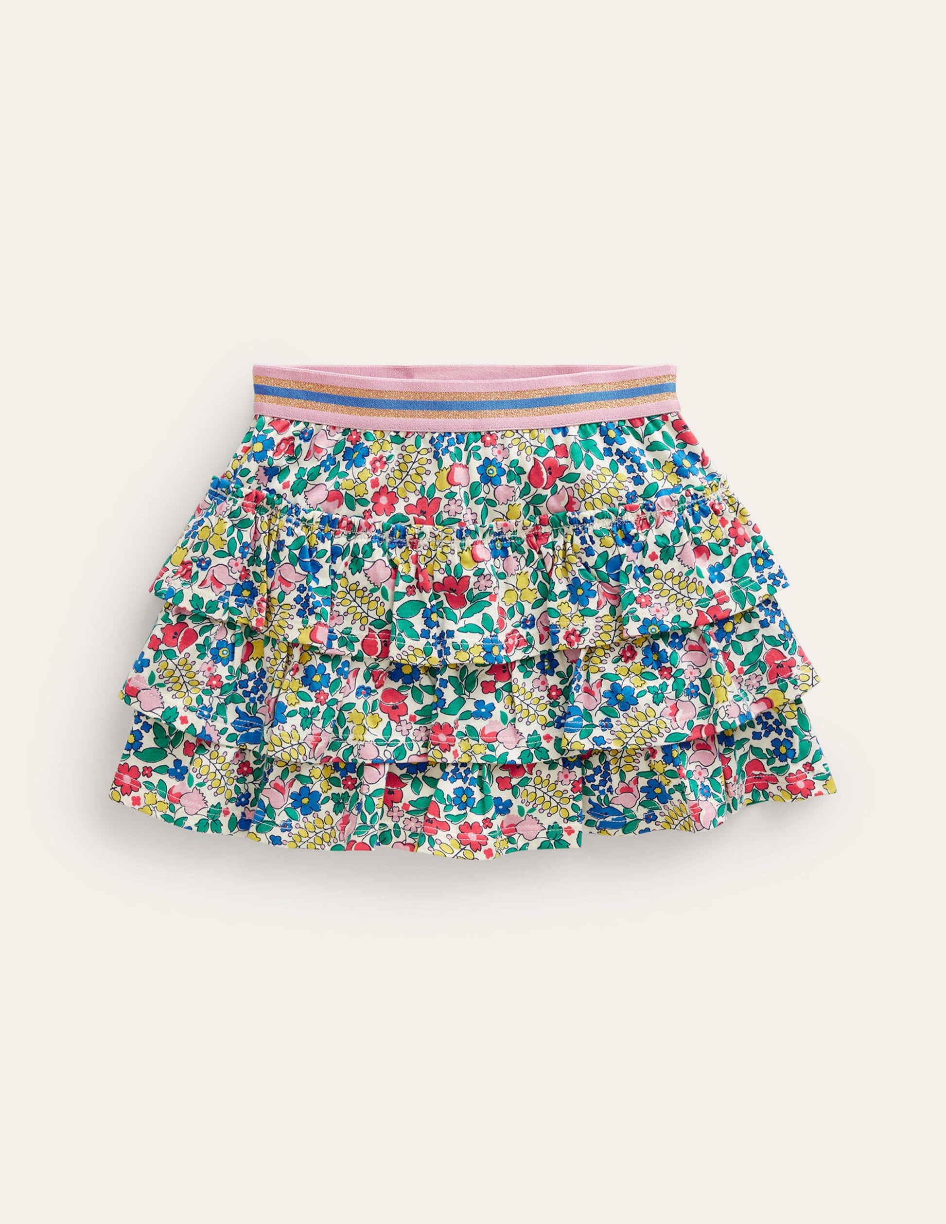 Jersey Ruffle Skort-Multi Flowerbed-1