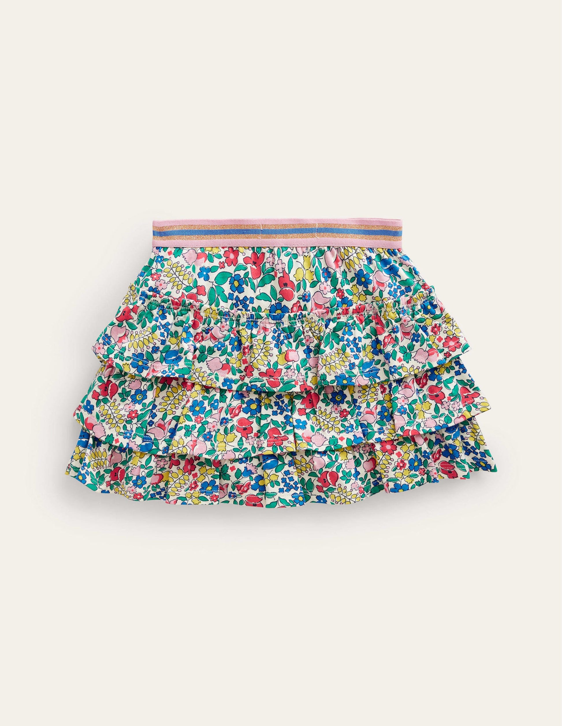 Jersey Ruffle Skort-Multi Flowerbed-2