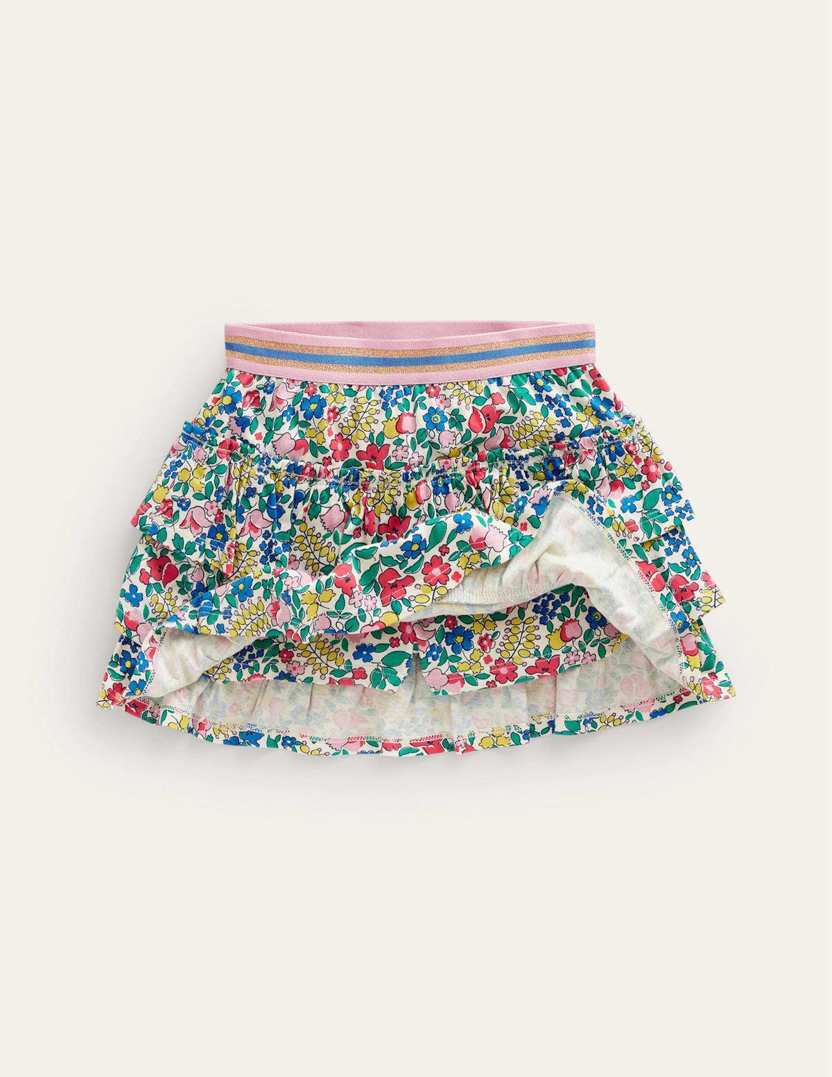 Jersey Ruffle Skort-Multi Flowerbed-4