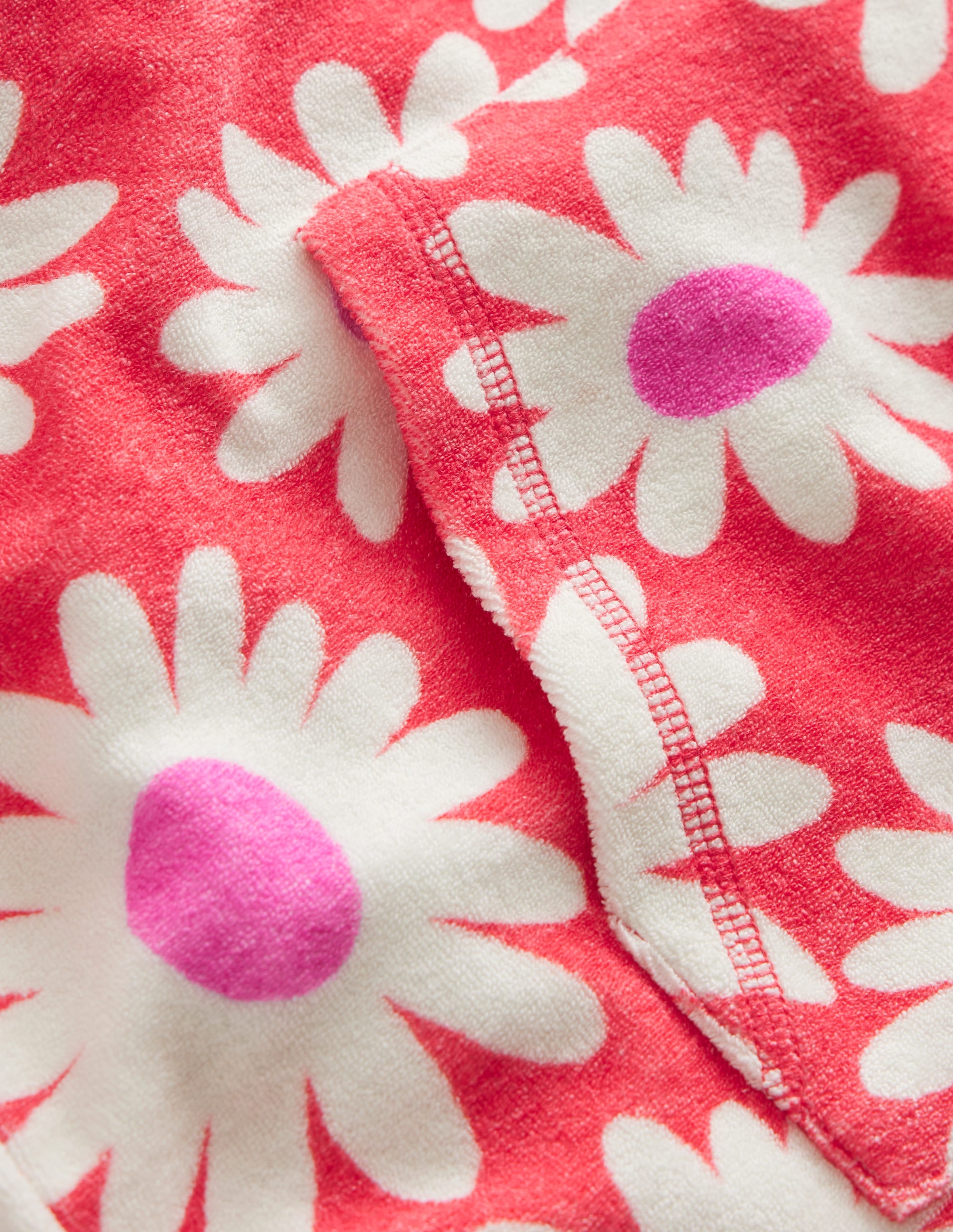 Towelling Throw-On-Cayenne Red Daisy - Image 3