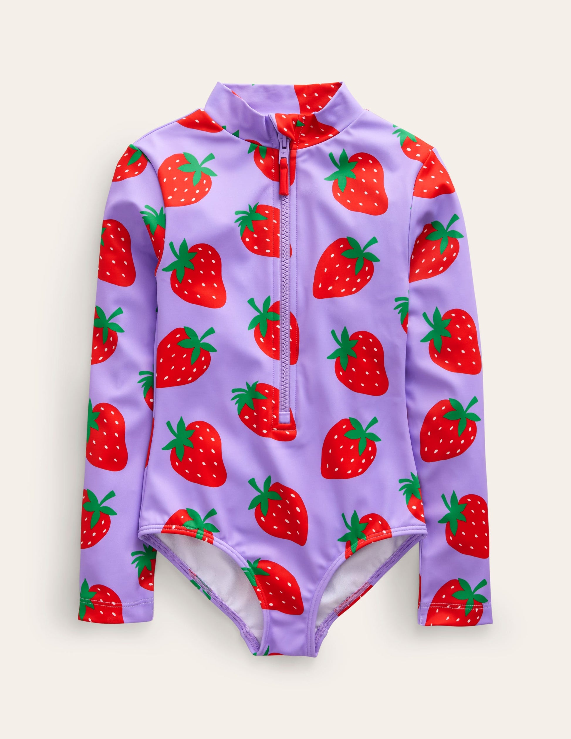 Long-sleeved Swimsuit-Violet Tulip Strawberries-1