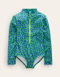 Long-sleeved Swimsuit-Green Leopard