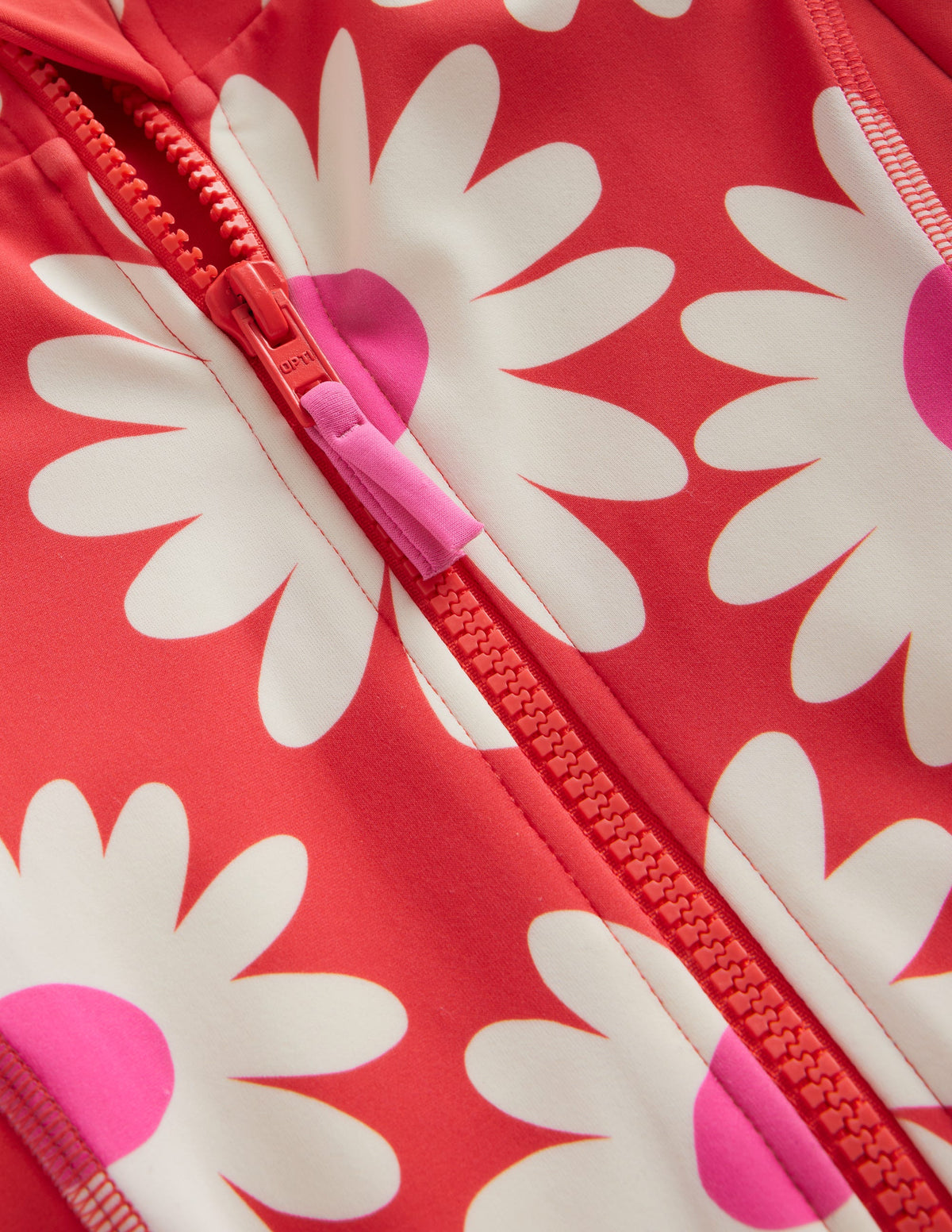 Long-sleeved Swimsuit-Cayenne Red Daisy-3