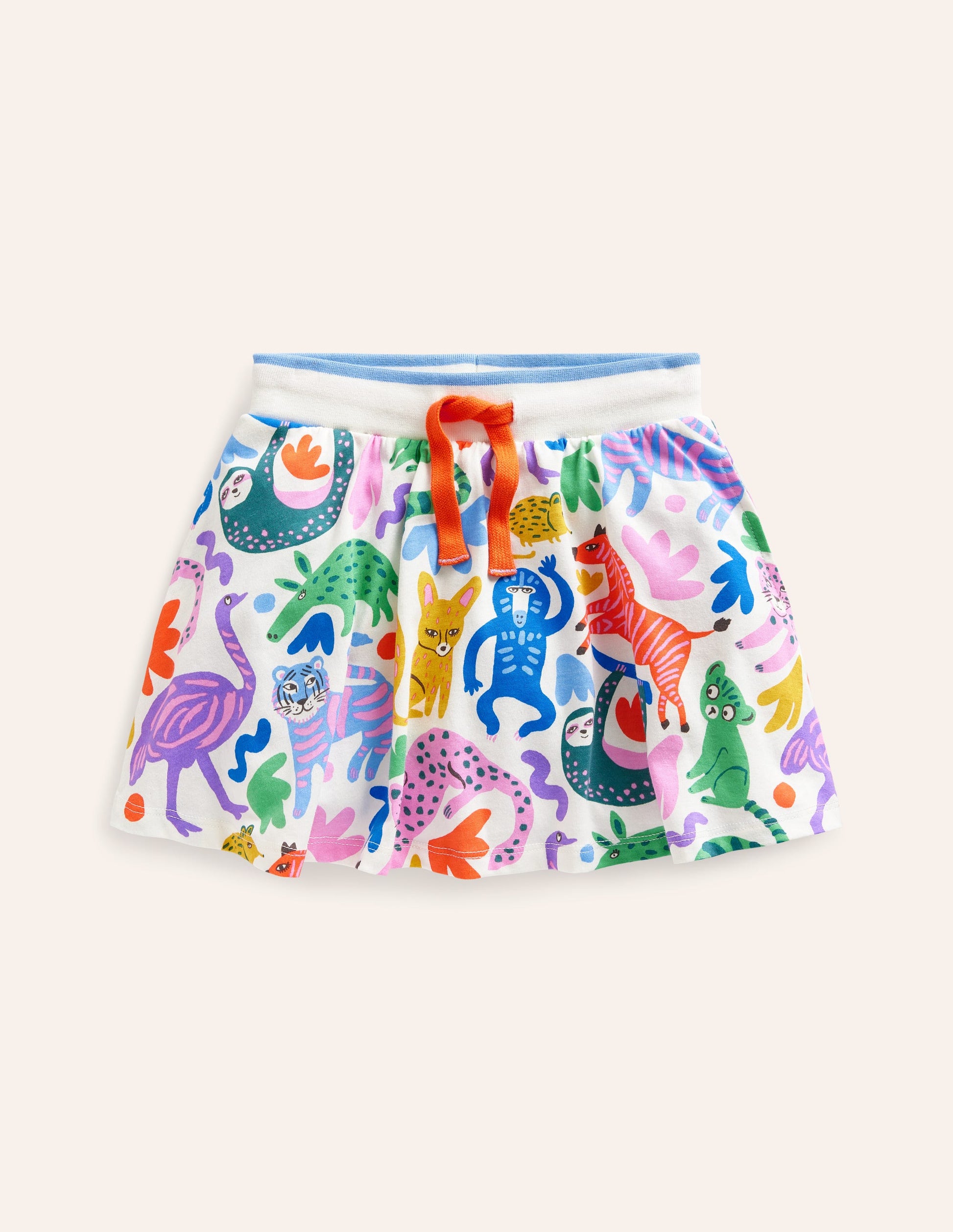 Printed Jersey Skort-Multi Safari Friends-1