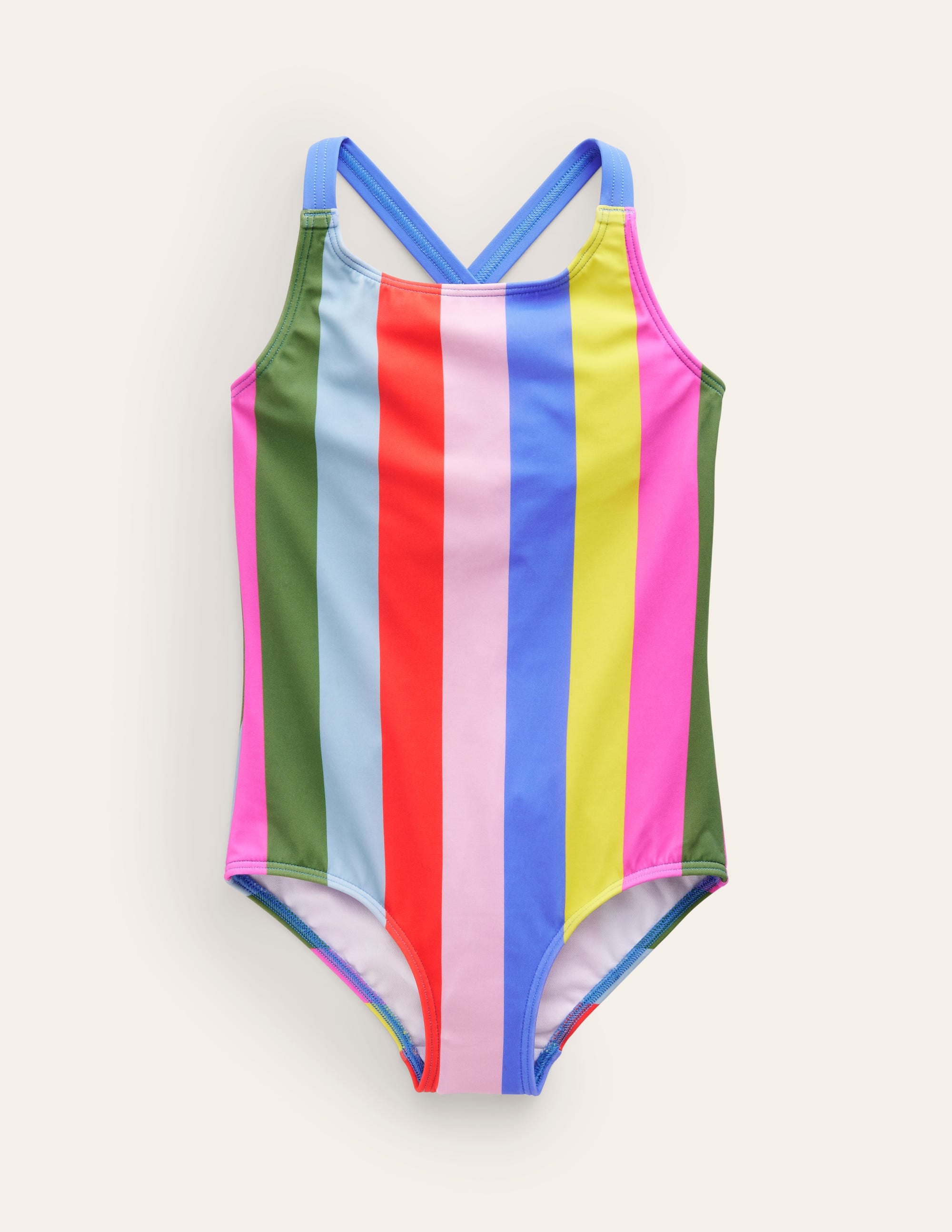 Cross-back Printed Swimsuit-Multi Stripe - Image 1