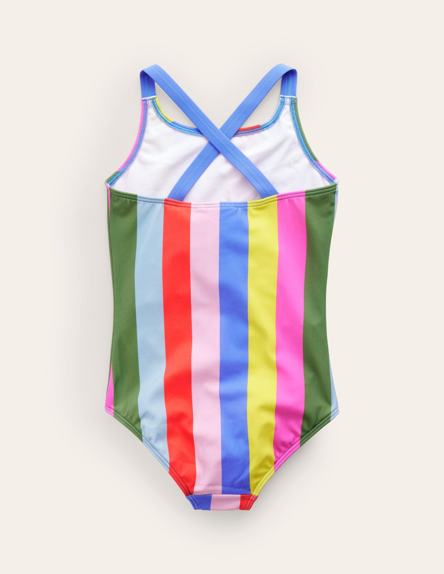 Cross-back Printed Swimsuit-Multi Stripe