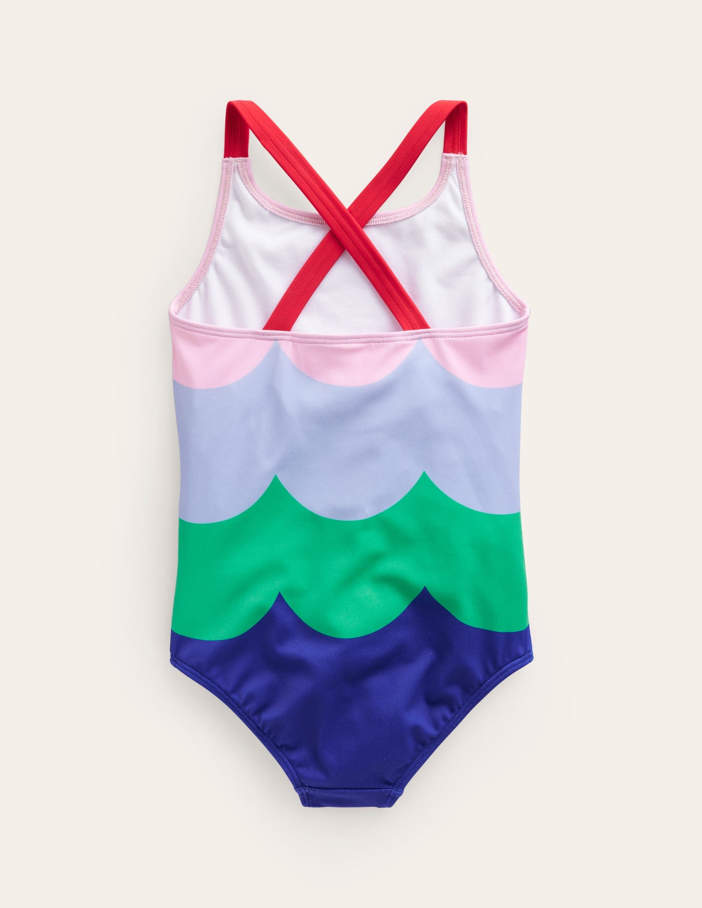 Cross-back Printed Swimsuit-Multi Wave Stripe
