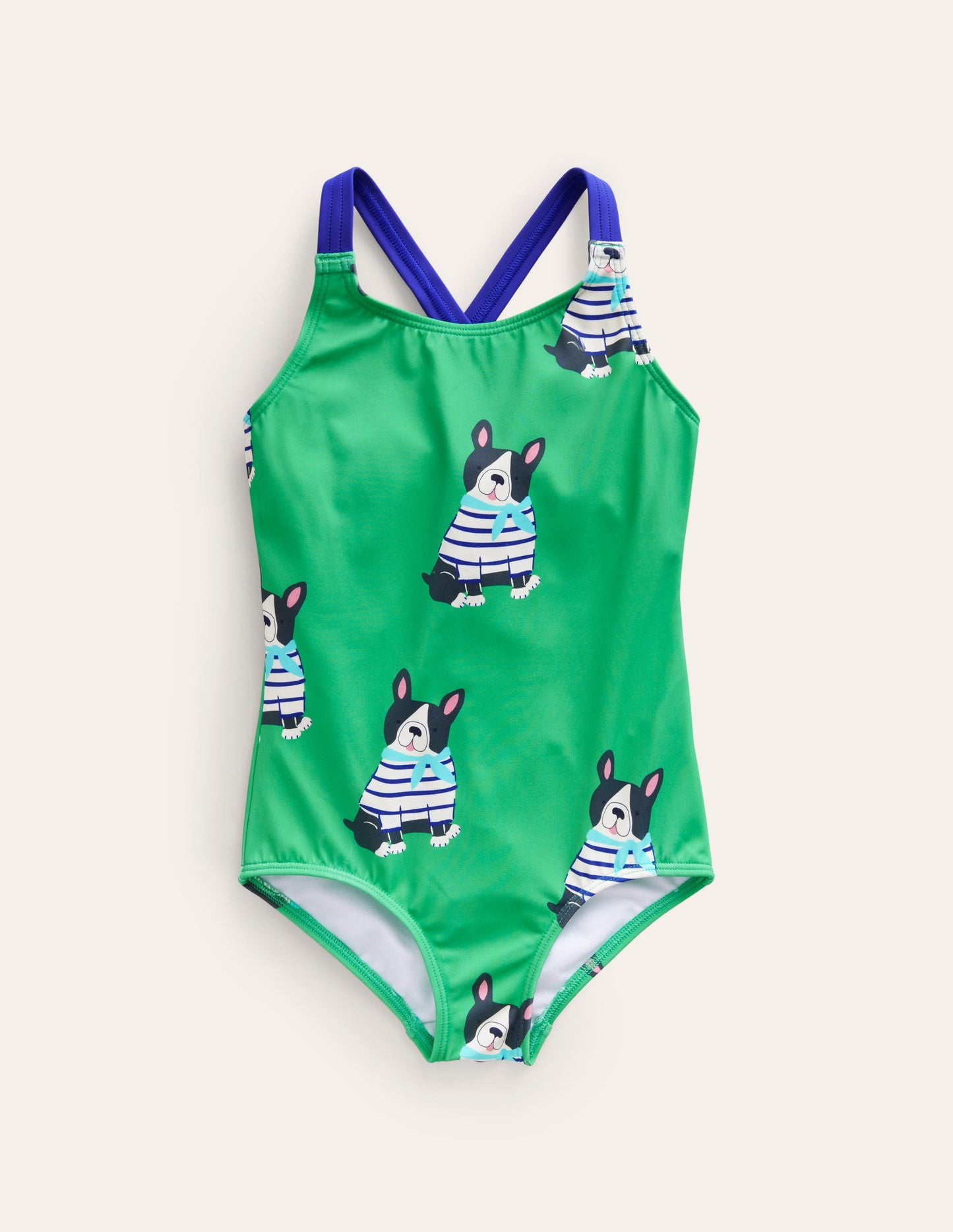 Cross-back Printed Swimsuit-Ming Green Dogs
