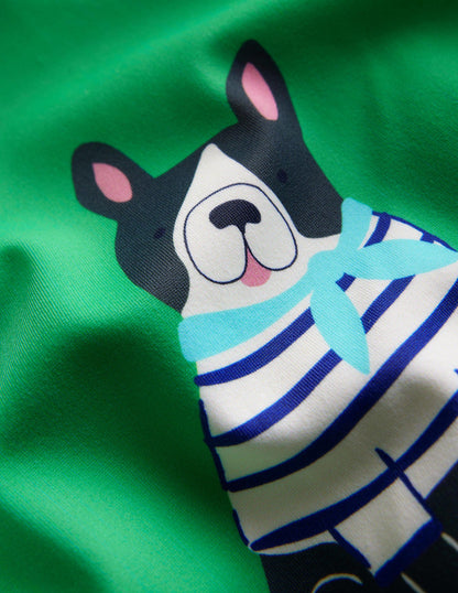 Cross-back Printed Swimsuit-Ming Green Dogs-3