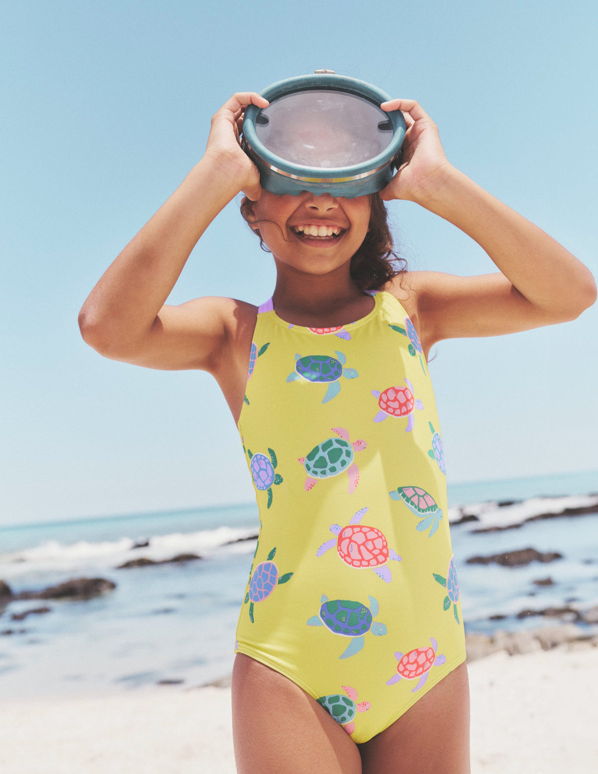 Cross-back Printed Swimsuit-Zest Yellow Turtles - Image 4