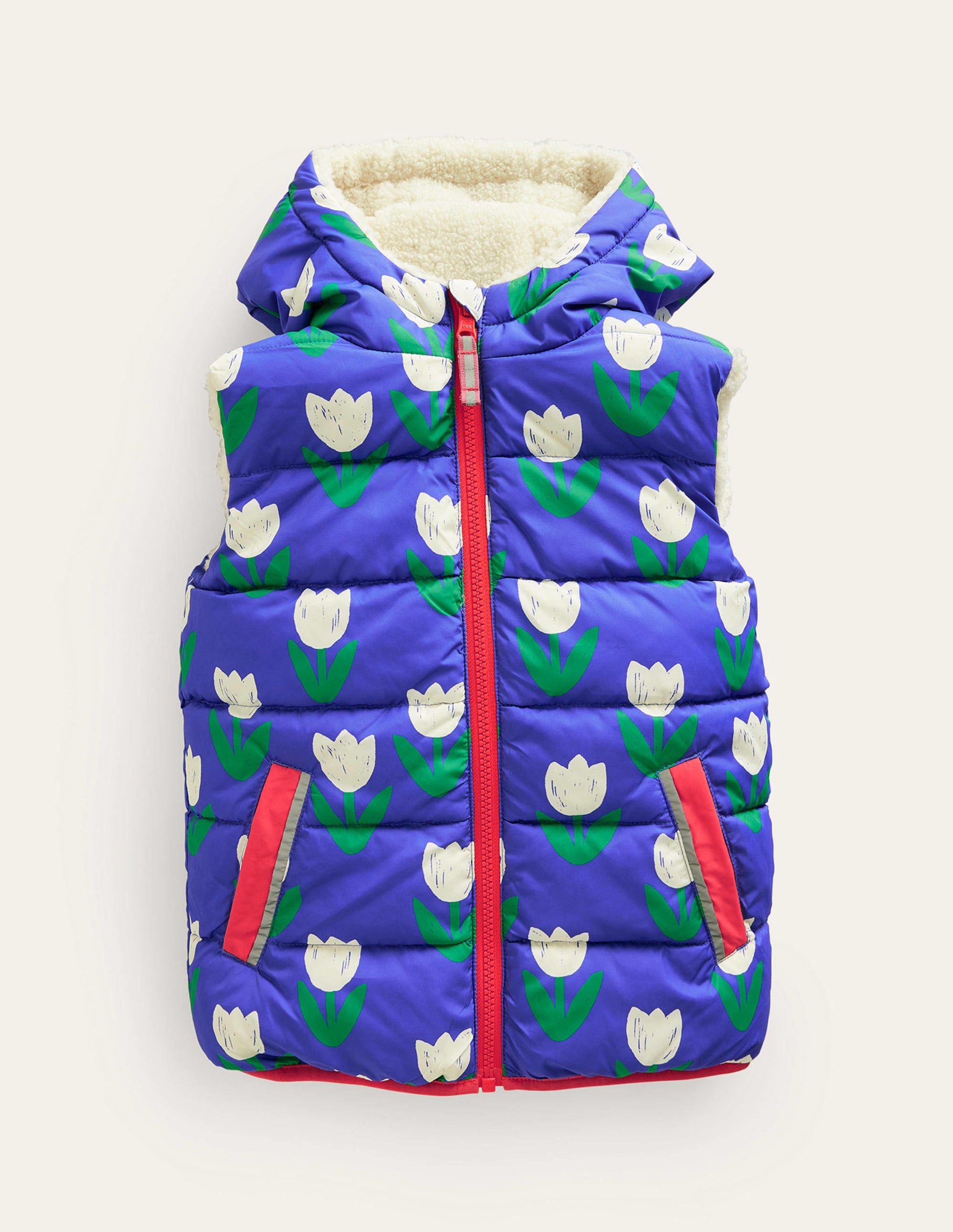 Borg Mix Reversible Gilet-Blue Heron Tulips-1