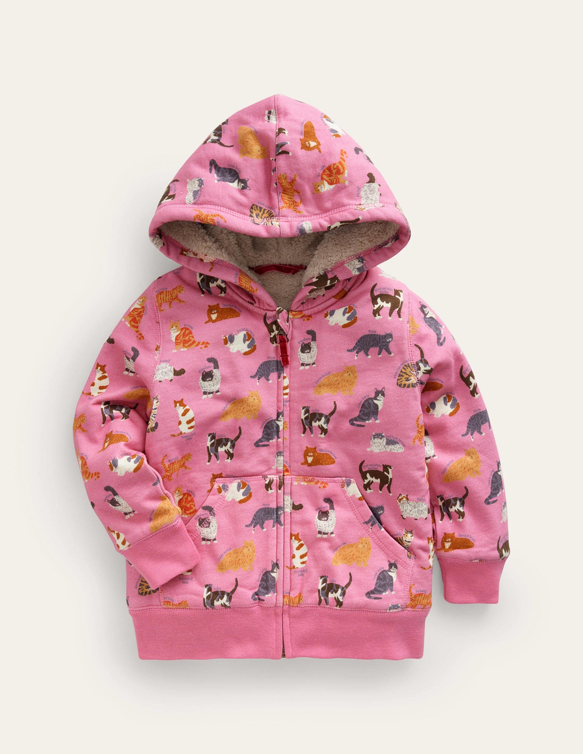 Shaggy-lined Hoodie-Formica Pink Cats - Image 1