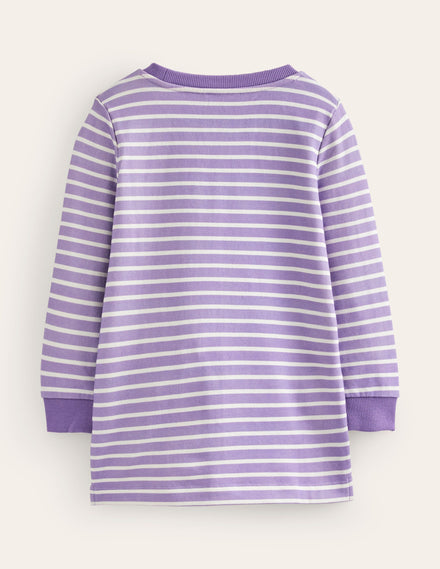 Appliqué Pocket Tunic-Parma Violet/Ivory