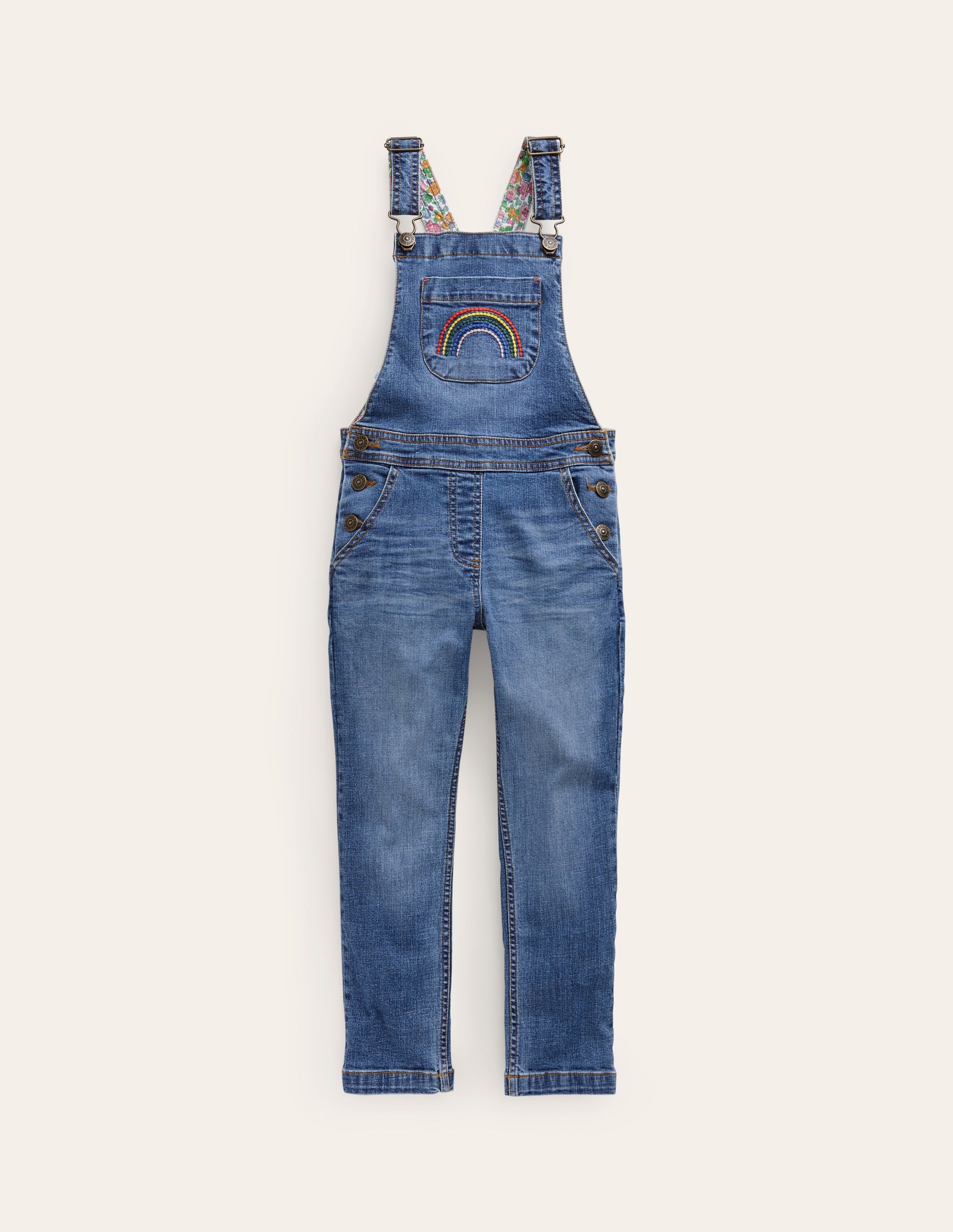 Fun Dungaree-Light Vintage Denim Rainbow - Image 1