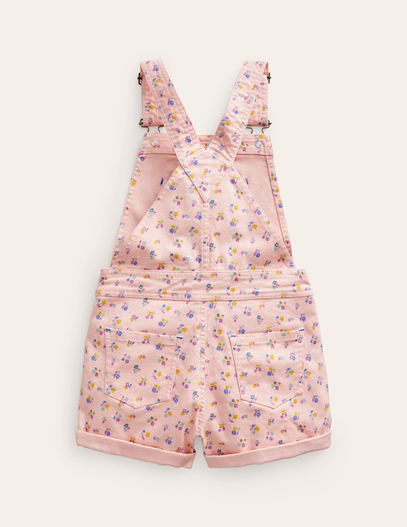 Heart Pocket Short Dungarees-Provence Dusty Pink Sprig