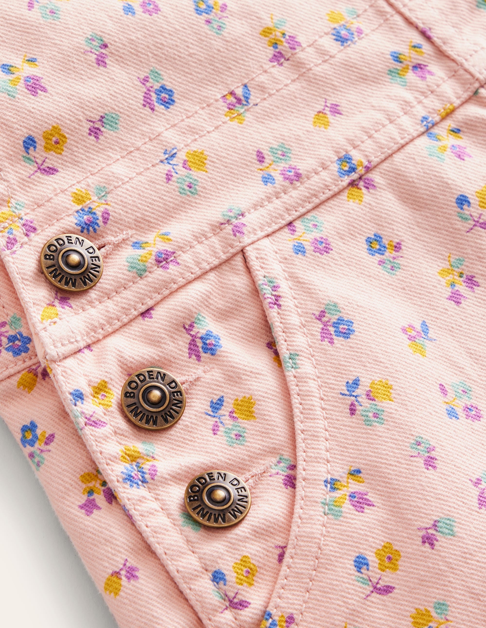 Heart Pocket Short Dungarees-Provence Dusty Pink Sprig - Image 3