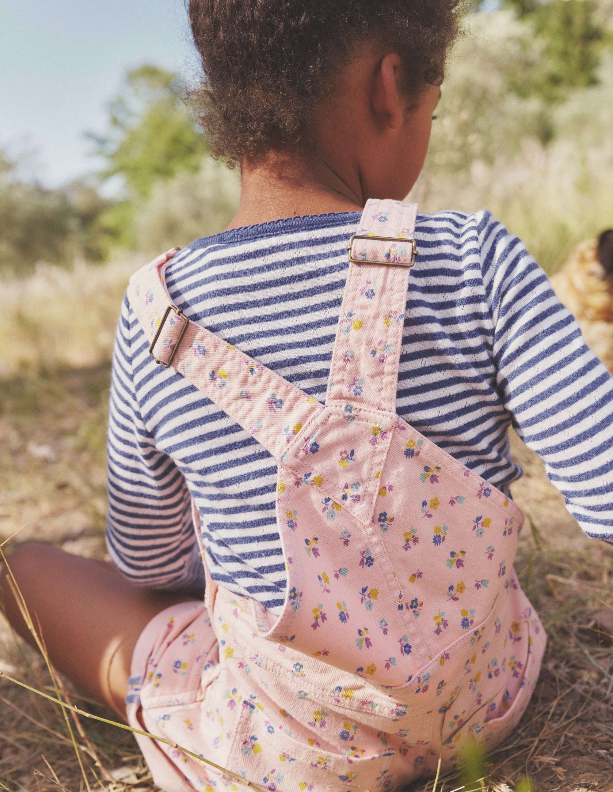 Heart Pocket Short Dungarees-Provence Dusty Pink Sprig - Image 5