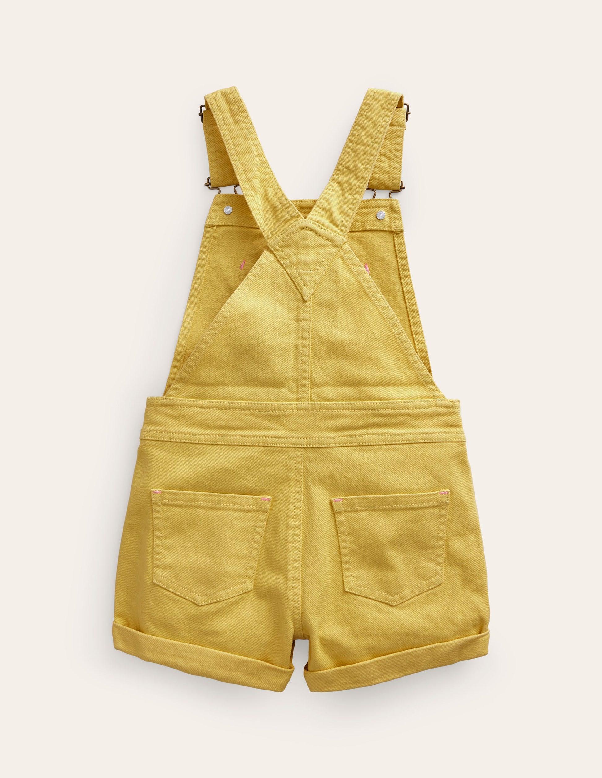 Heart Pocket Short Dungarees-Spring Yellow-2