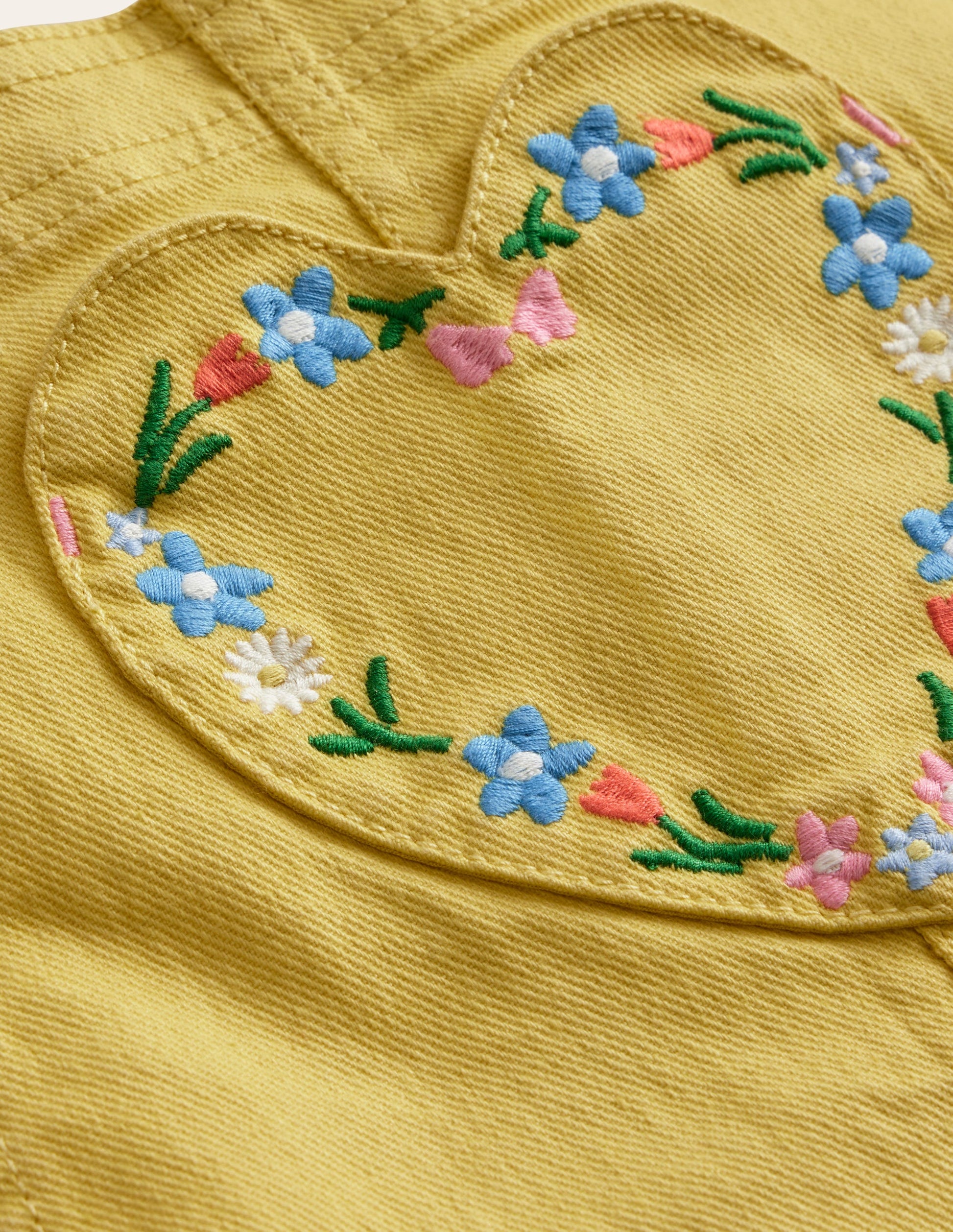 Heart Pocket Short Dungarees-Spring Yellow-3