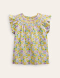 Woven Smocked Top-Yellow Spring Bloom