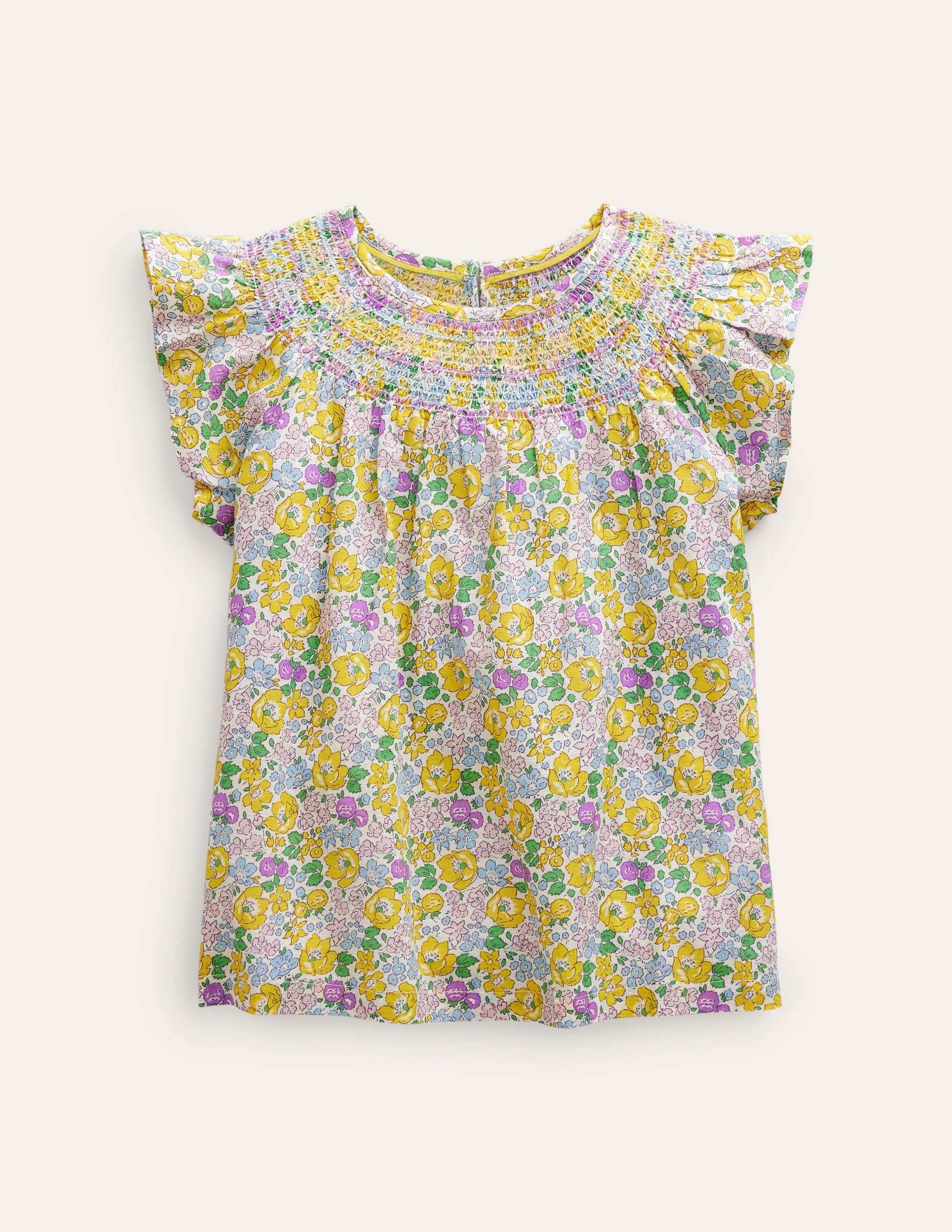 Woven Smocked Top-Yellow Spring Bloom-1