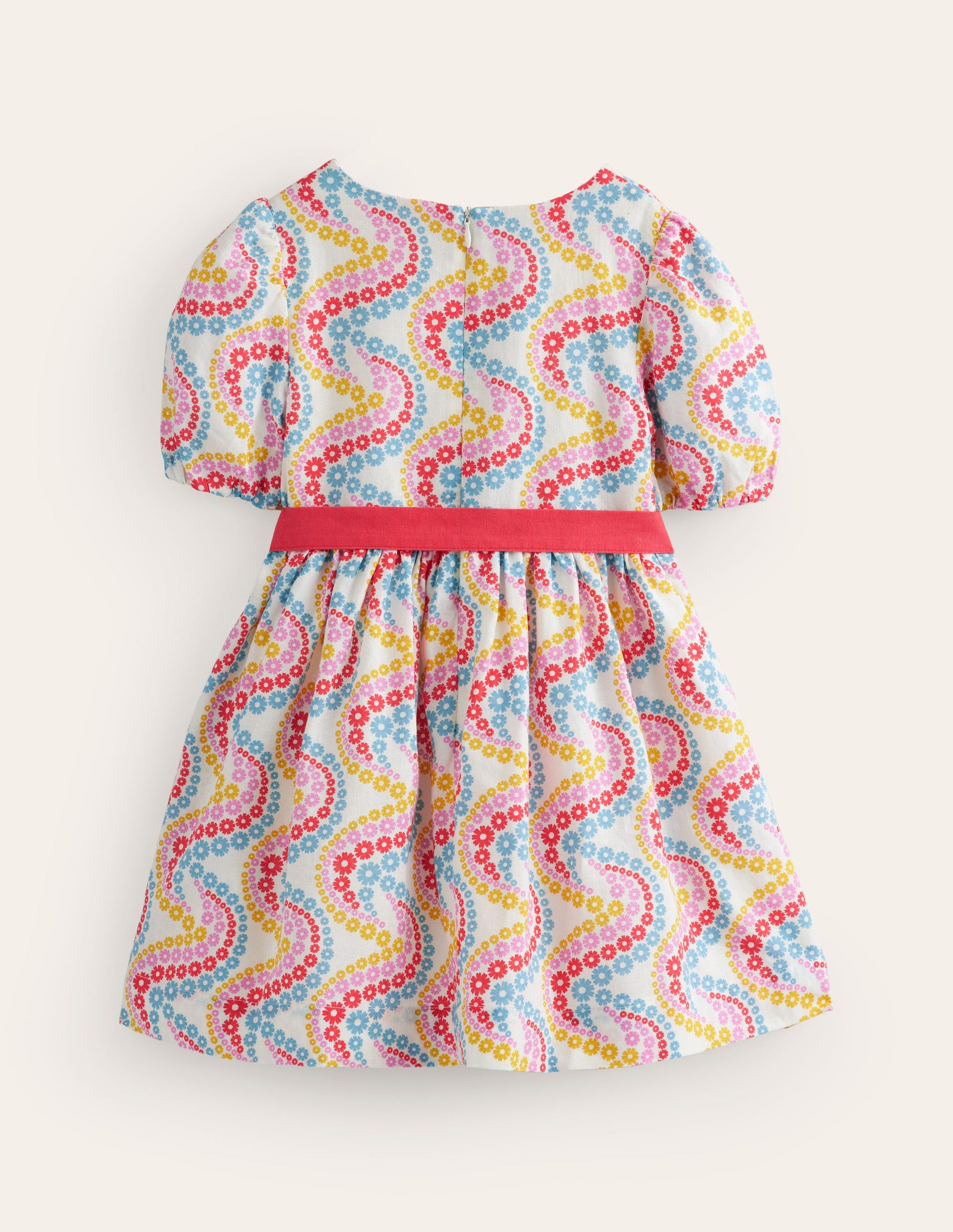 Cotton Linen Vintage Dress-Multi Floral Wave-2