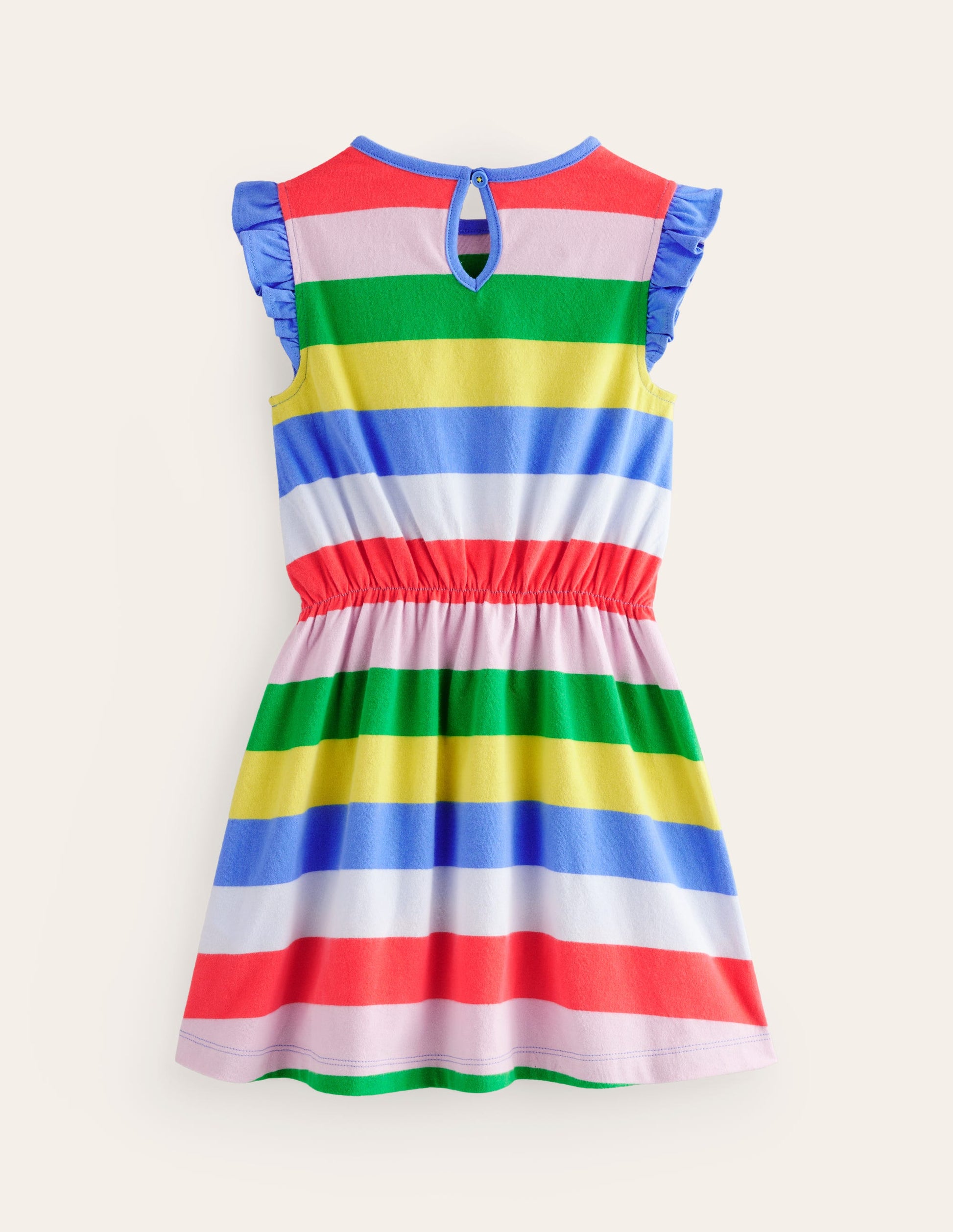 Frill Sleeve Jersey Dress-Multi Stripe-2