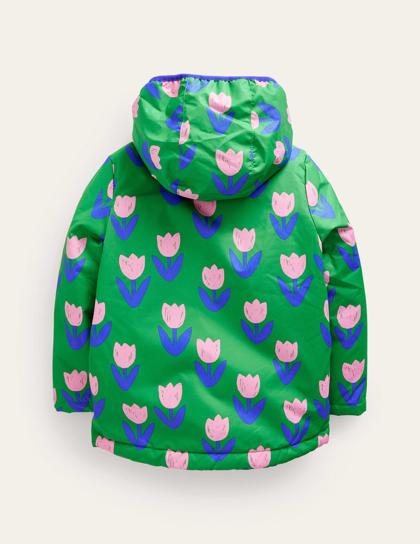 Jersey Lined Anorak-Runner Bean Green Tulips