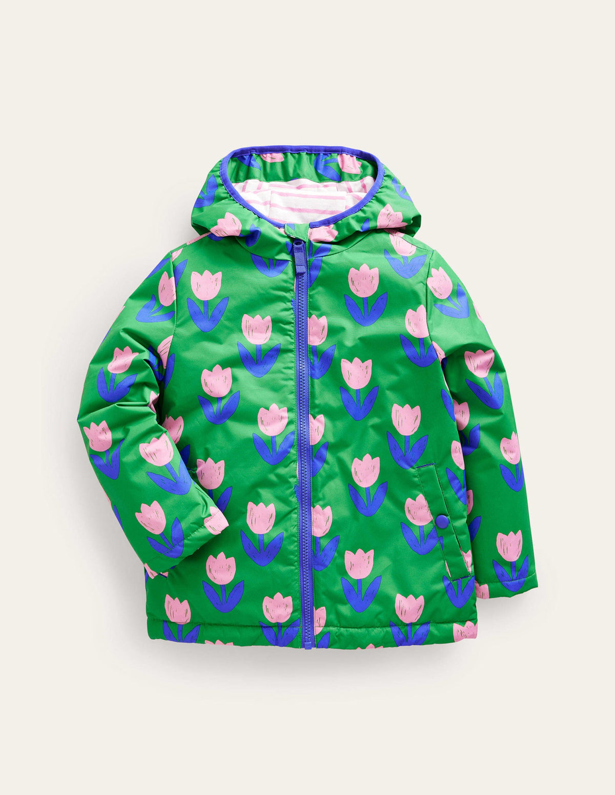 Jersey Lined Anorak-Runner Bean Green Tulips - Image 1