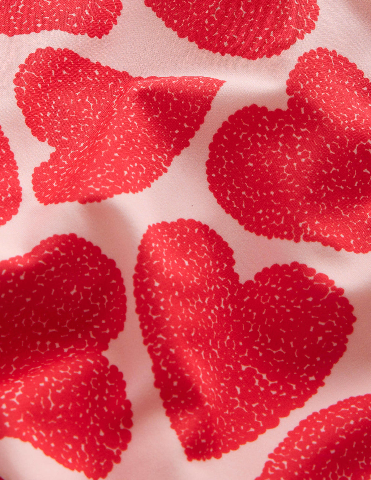 Printed Puff-sleeved Swimsuit-Ballet Pink Hearts-3