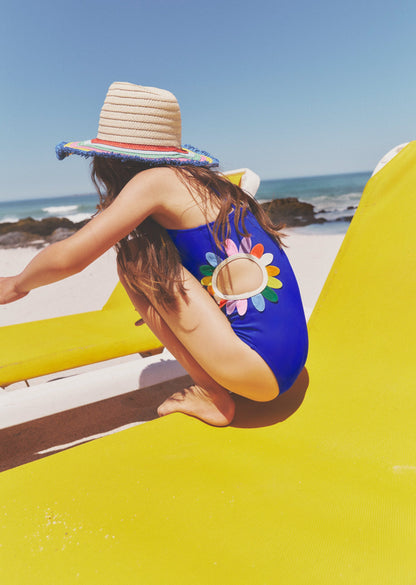 Cut-Out Flower Swimsuit-Blue Heron Multi Daisy-4