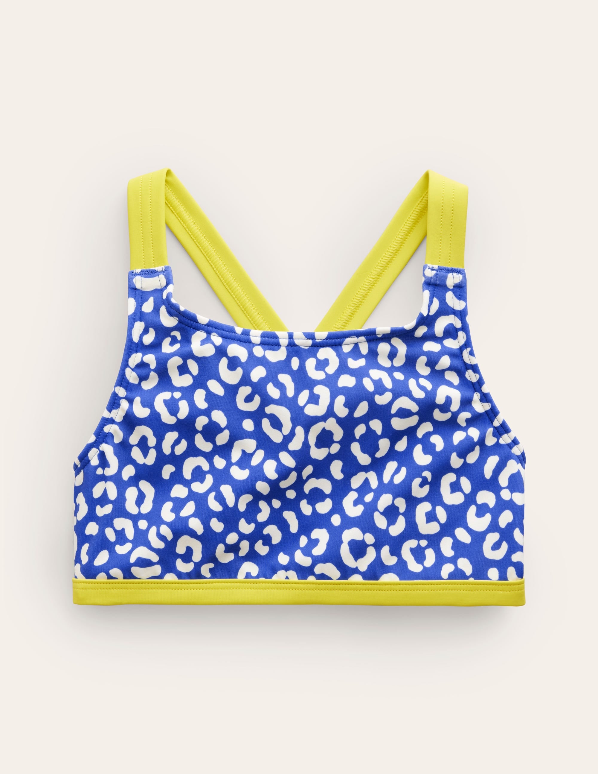 Cross Back Bikini Top-Blue Leopard - Image 1