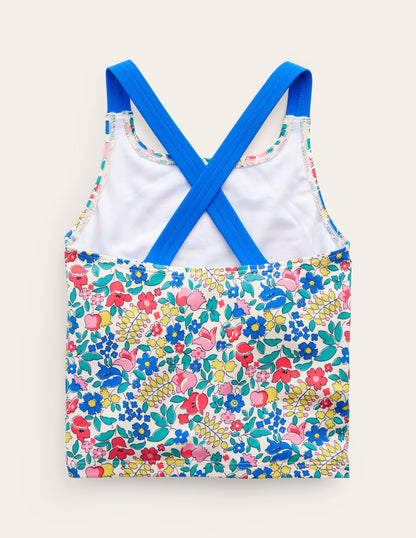 Cross Back Tankini Top-Multi Flowerbed