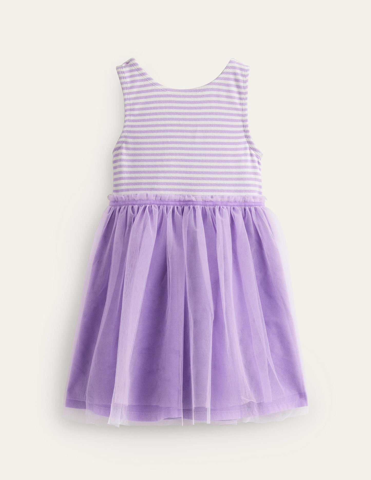 Jersey Tulle Mix Dress-Misty Lavender / Ivory Stripe