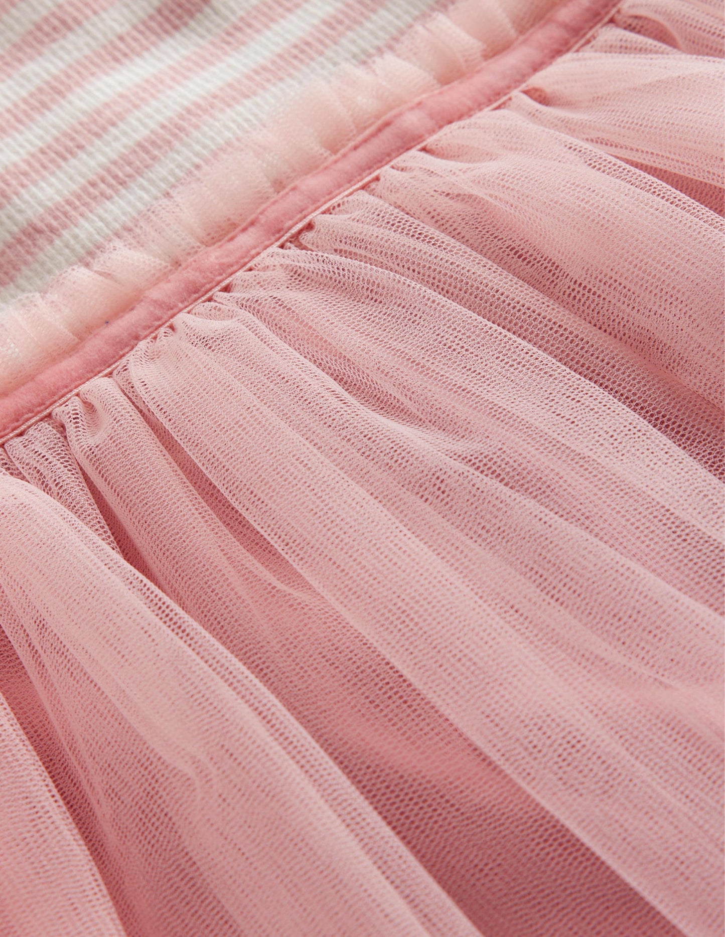 Jersey Tulle Mix Dress-Ballet Pink / Ivory Stripe