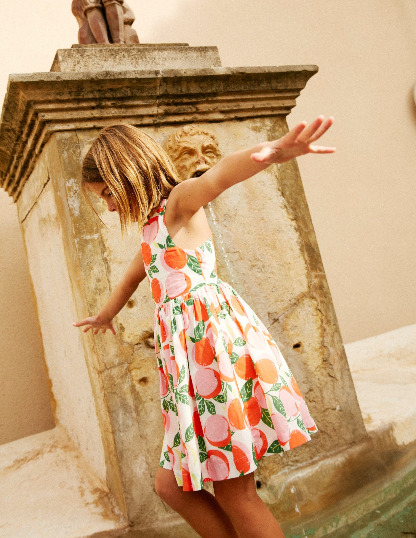 Cross-Back Dress-Ivory Peaches