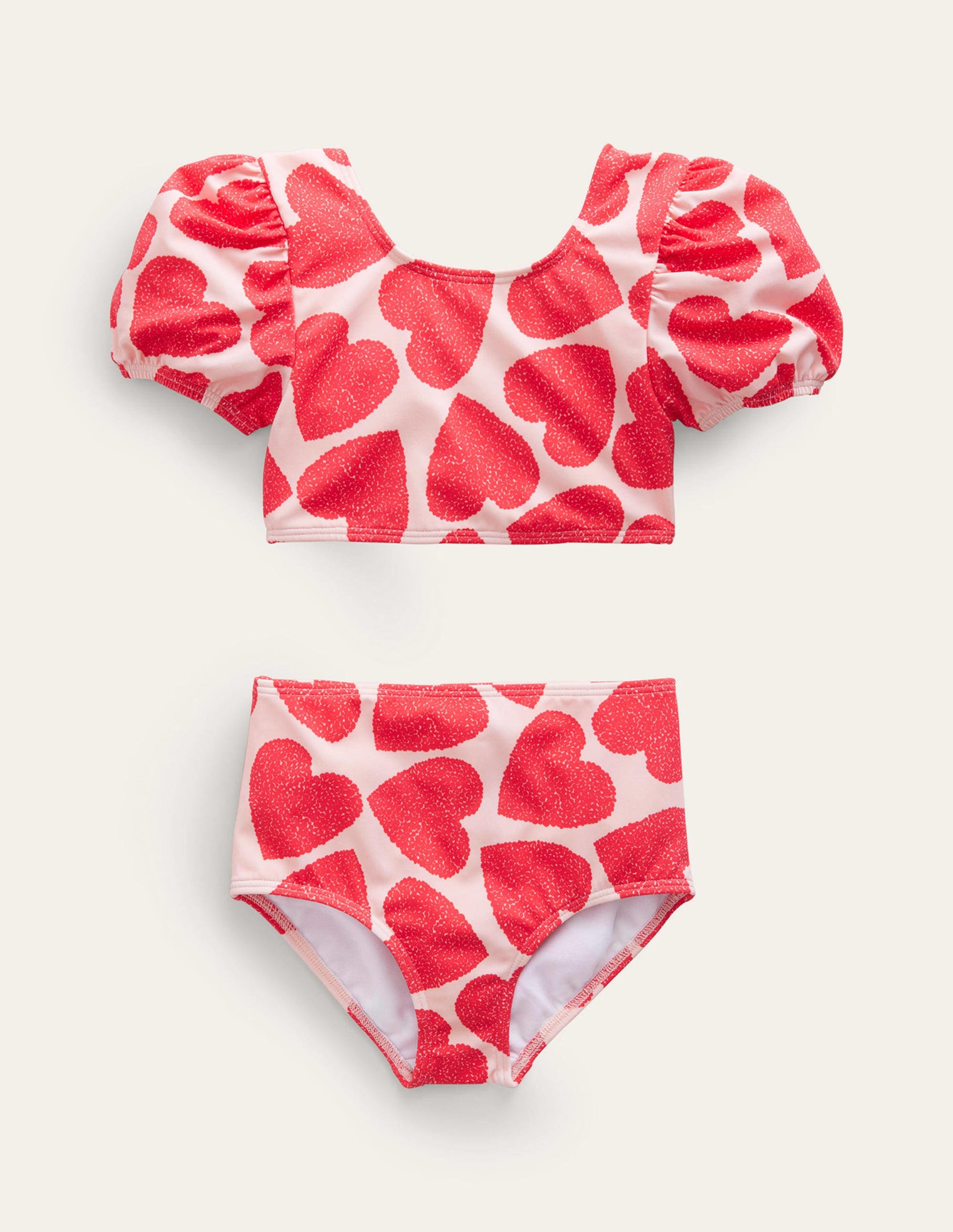 Puff Sleeve Bikini-Ballet Pink Hearts-1