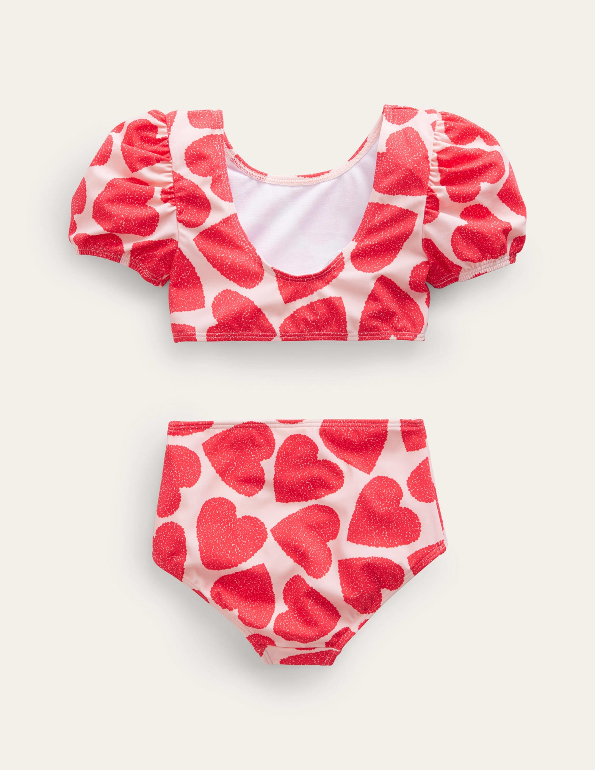 Puff Sleeve Bikini-Ballet Pink Hearts - Image 2