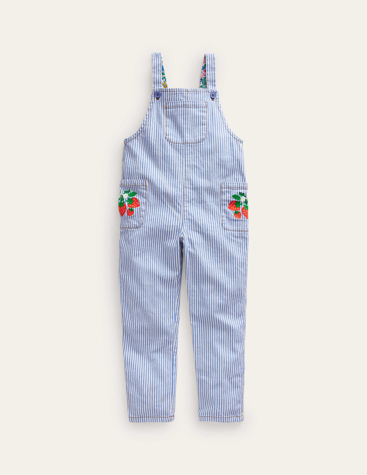 Relaxed Dungarees-Surf Blue / Ivory Stripe - Image 1