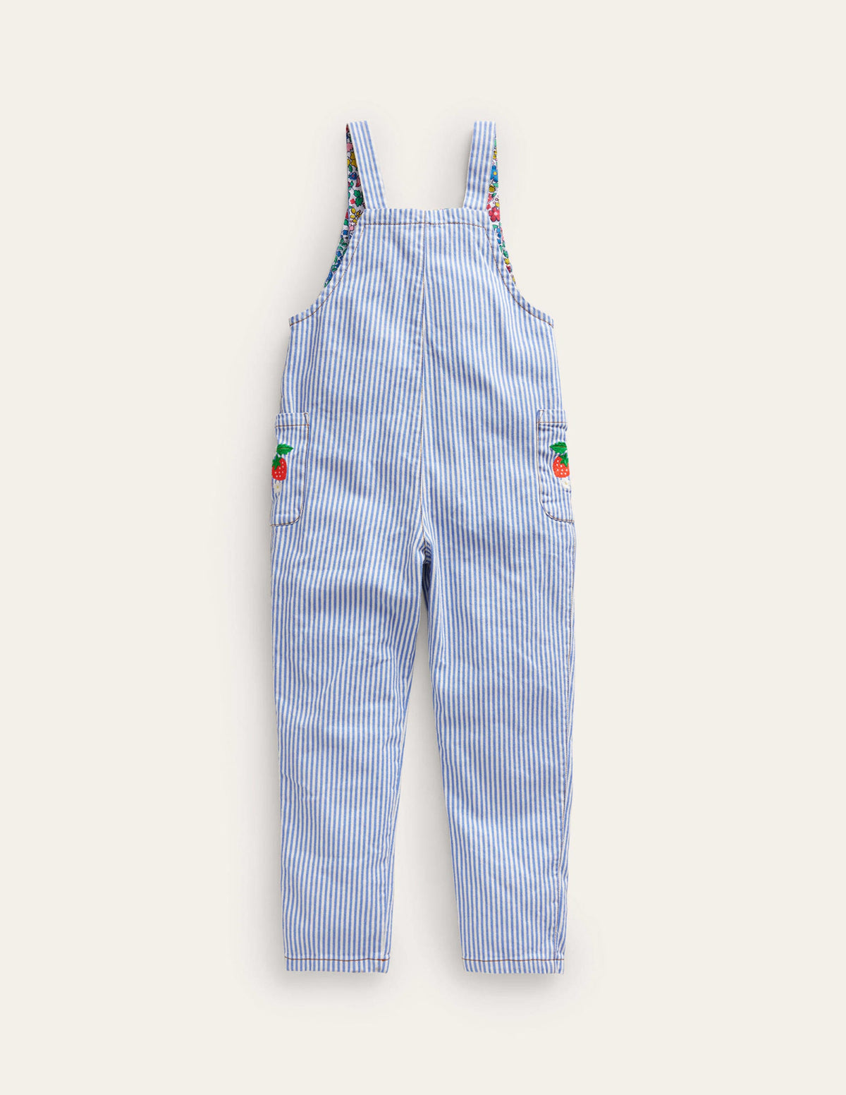 Relaxed Dungarees-Surf Blue / Ivory Stripe - Image 2
