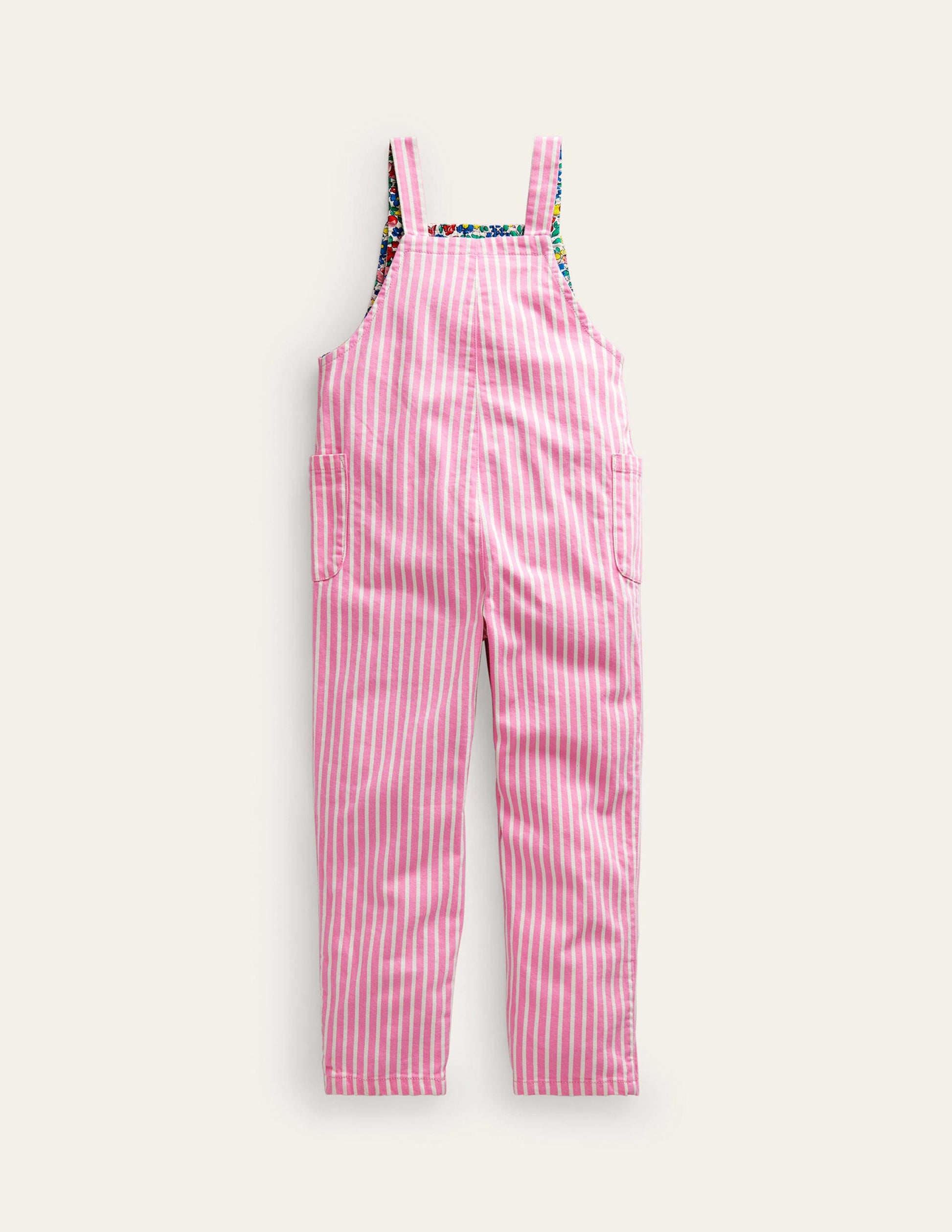 Relaxed Dungarees-Pink / Ivory Stripe-2