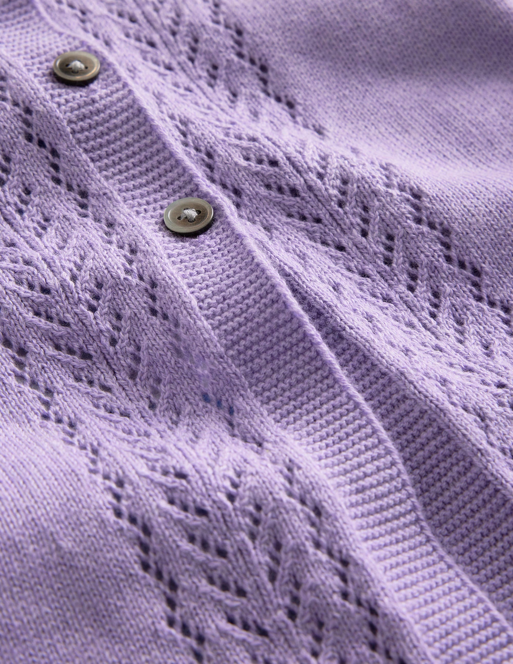 Pointelle Cotton Cardigan-Parma Violet - Image 3