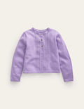 Pointelle Cotton Cardigan-Parma Violet