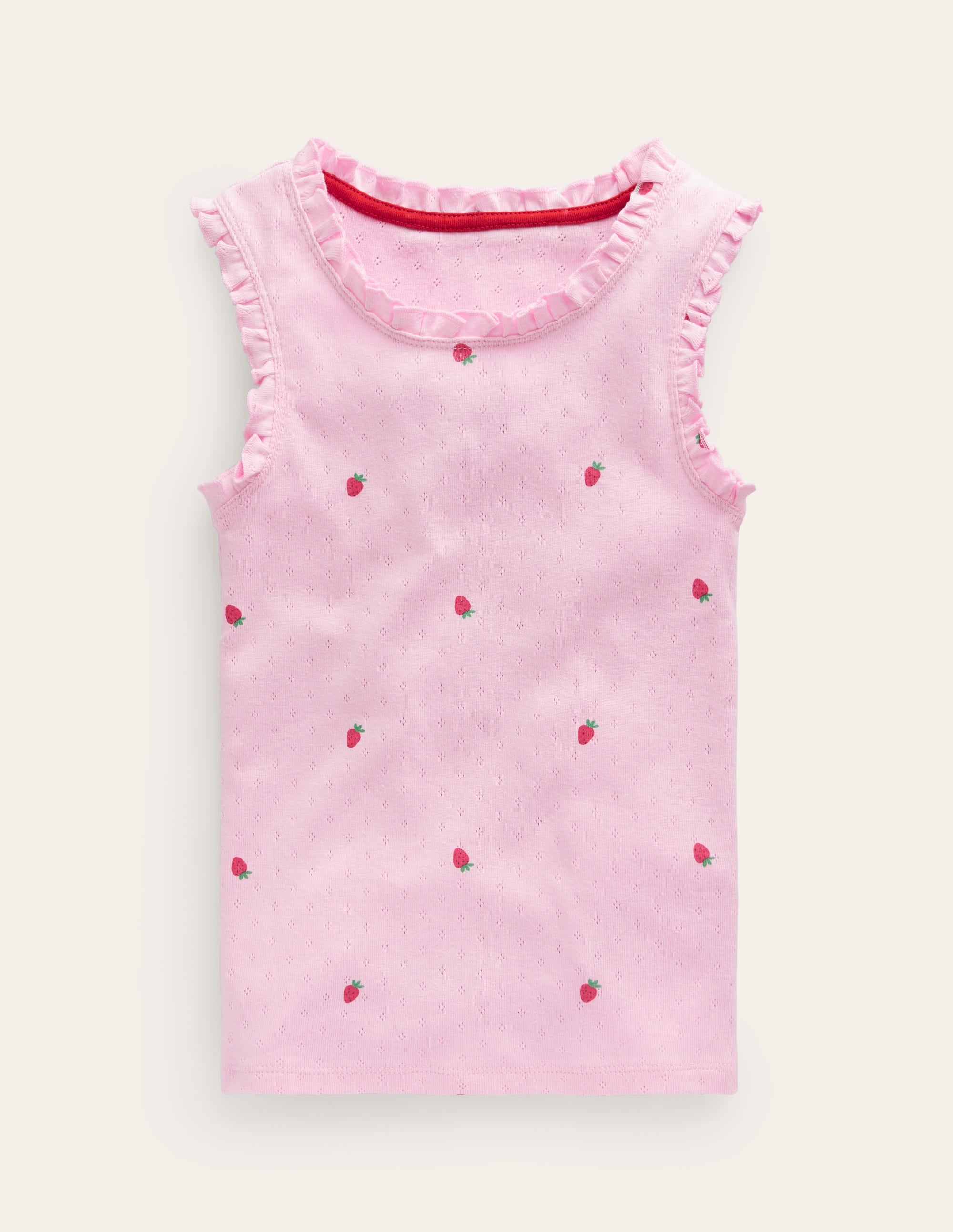 Pointelle Vest-Sweet Pea Strawberries - Image 1
