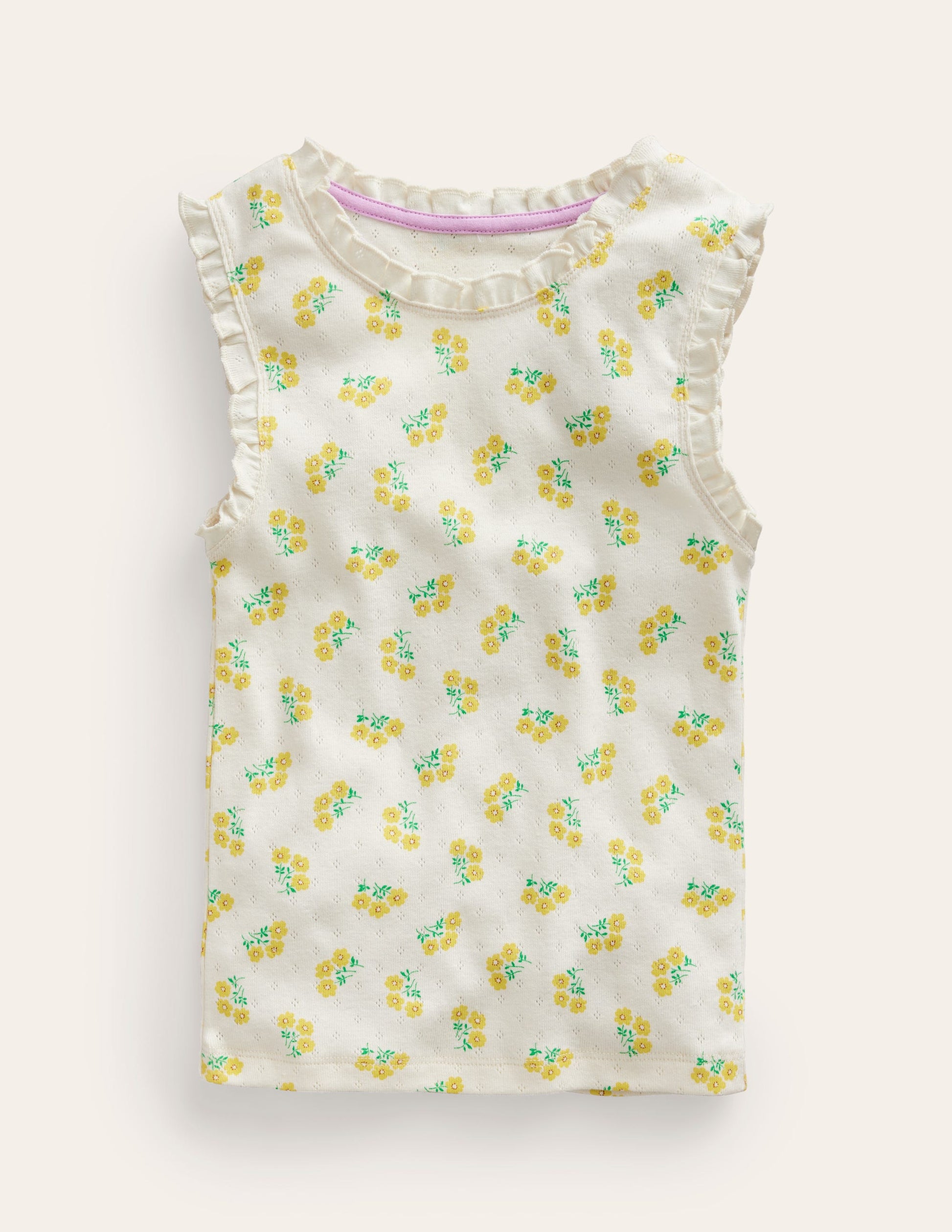 Pointelle Vest-Vanilla Pod Ditsy Floral-1
