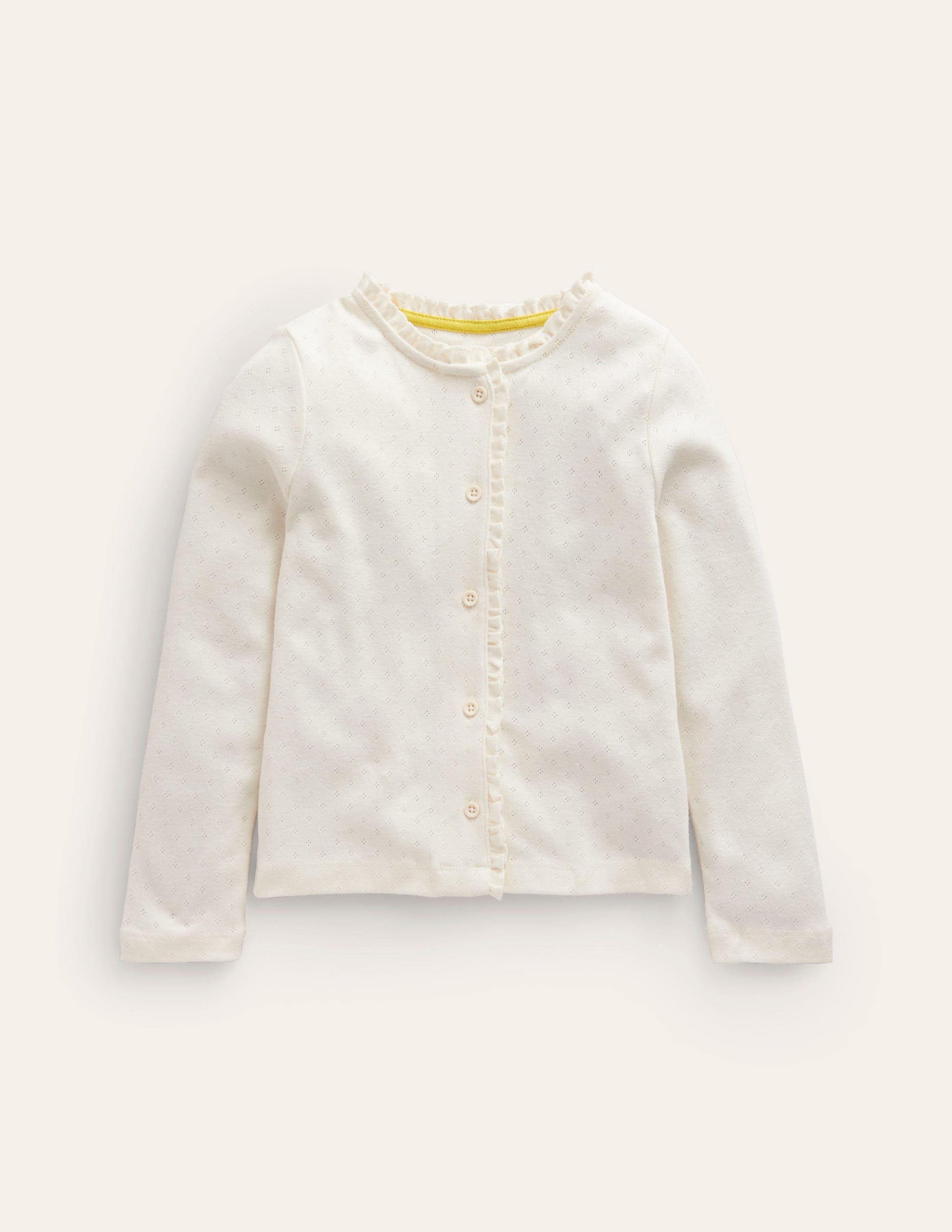 Pointelle Cardigan-Vanilla White-1