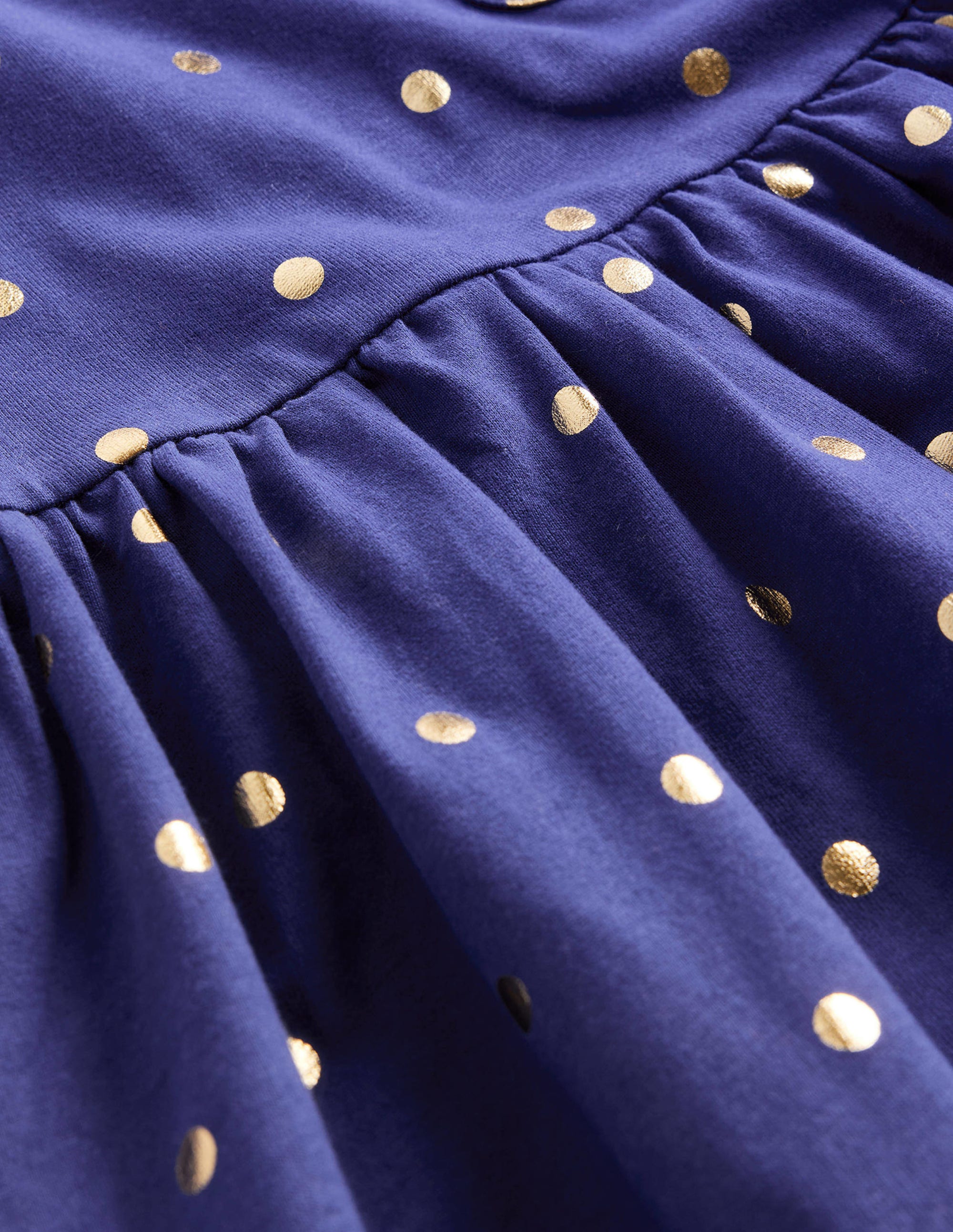 Short-sleeved Fun Jersey Dress-Classic Navy/Gold Spot - Image 3